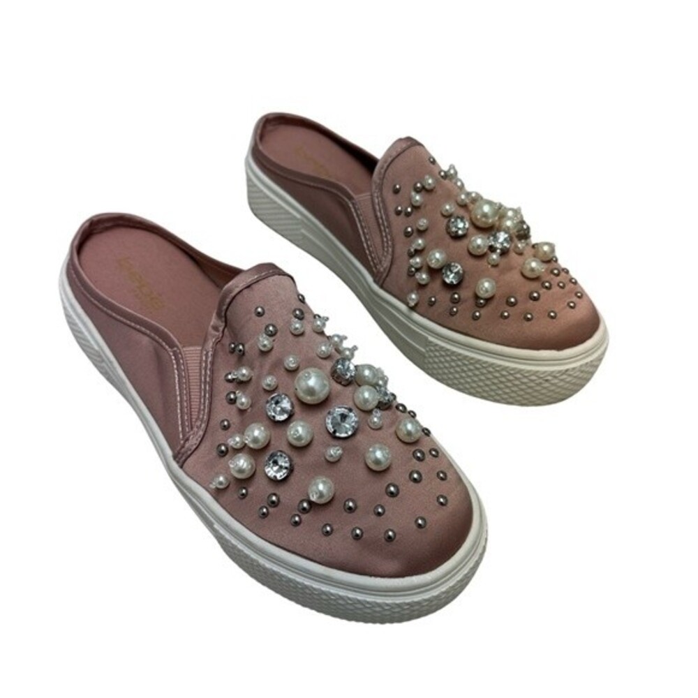 Bebe Rhinestone and Pearl Pink Shoes Size 9